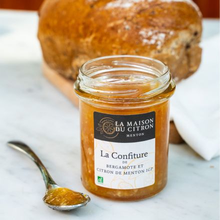 Confiture Bio de Bergamote et Citron de Menton IGP 220gr